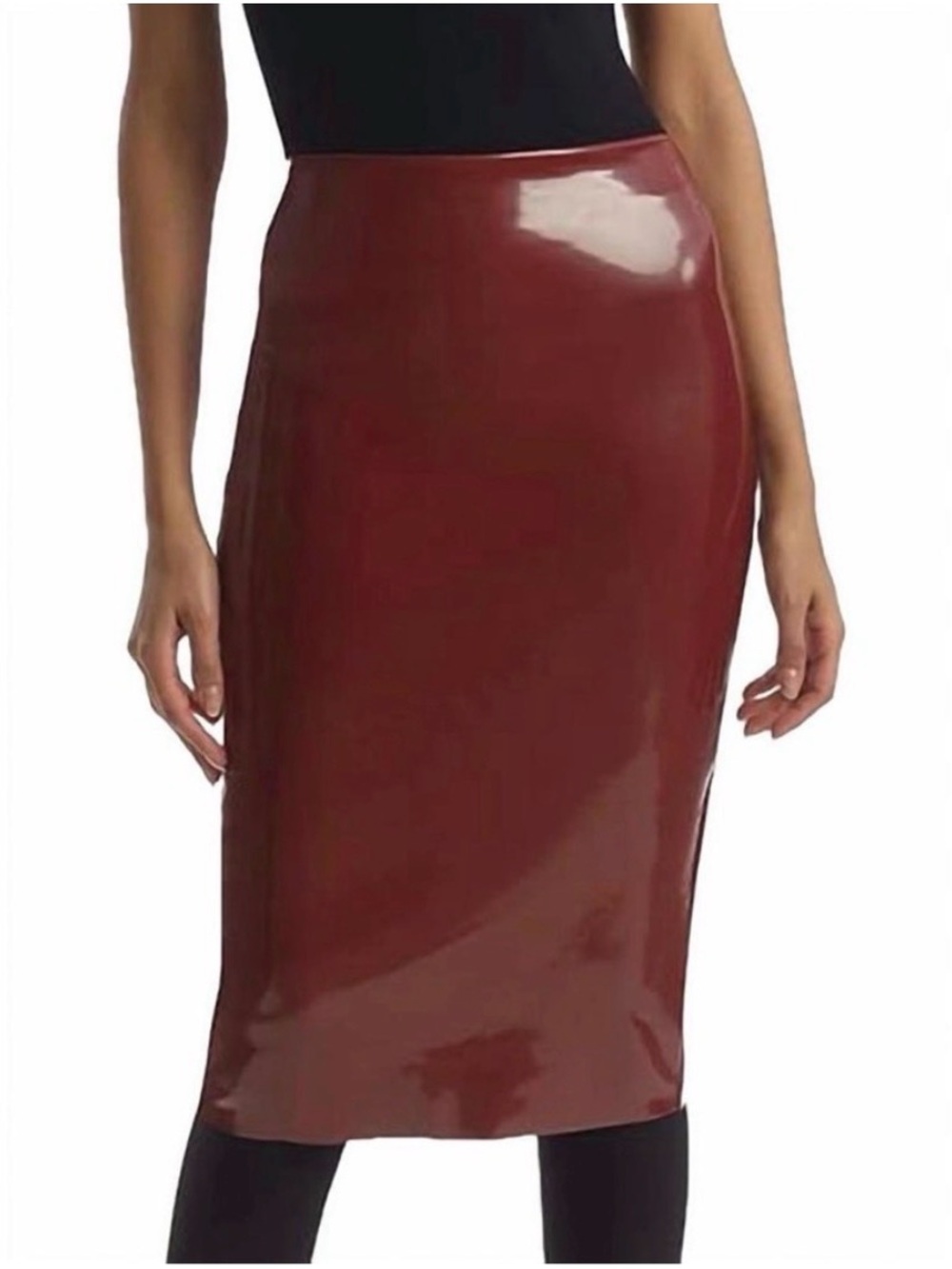 Commando Burgundy Vinyl High-Rise Pencil Skirt